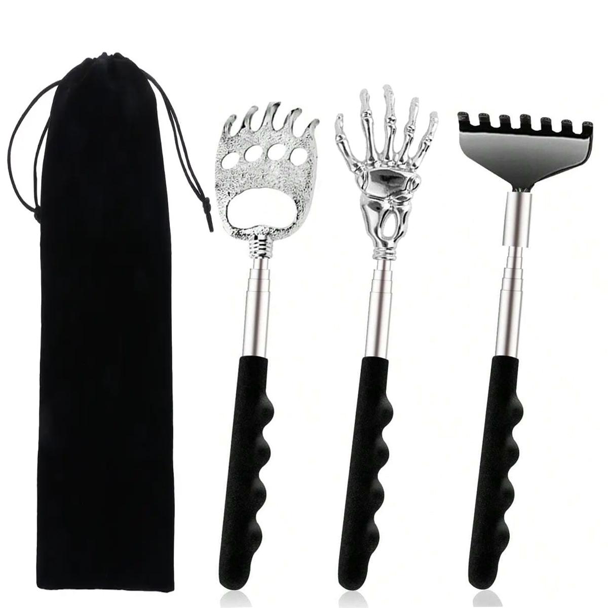 

3 Pack Back Scratcher Extendable Stocking Stuffers Gifts for Christmas Birthdays Fathers Day Funny White Elephant Gag Gifts чорний