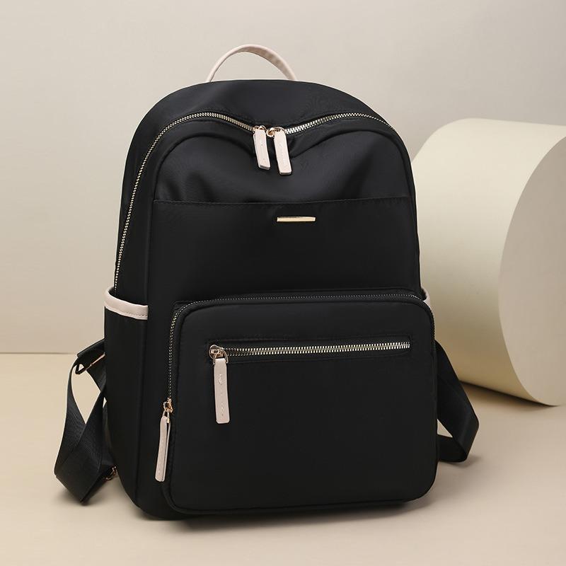 New Women's Large Capacity Backpack Fashion Solid Color Backpack Nylon Student School Bag Travel Backpack