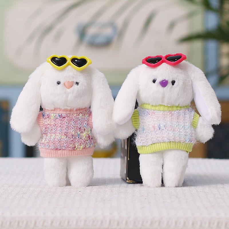 Cute Mini Bunny Plush Keychain With Sunglasses For Bag Decor And Gift