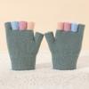 Strikkede barnehansker Vinter Halvfingerhansker Myke Fargeblokk Varm Håndleddsvarmere for Gutter Jenter Innendørs Utendørs Bruk