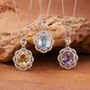 Natural Topaz Amethyst Citrine Pendant Necklace Women'S S925 Sterling Silver Color Treasure Jewelry