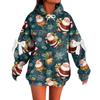 Ladies' Christmas Printed Bow Long Sleeved Loose Fitting Headband With Rope Hooded Sweatshirt Top