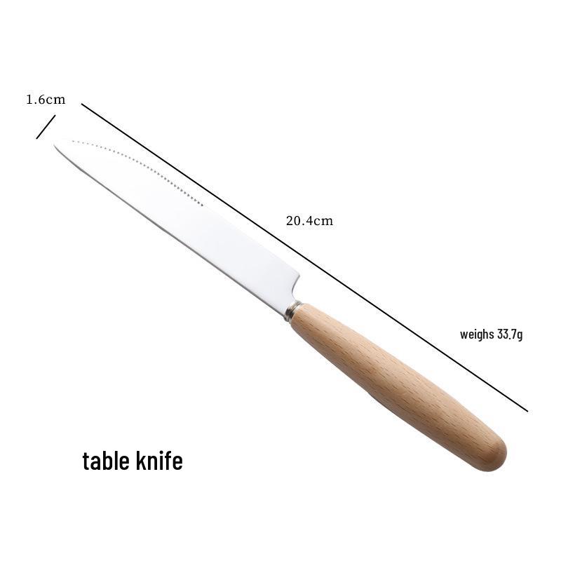 Japanese Wooden Handle Stainless Steel Cutlery Set - Knife, Fork, Spoon for Western Cuisine