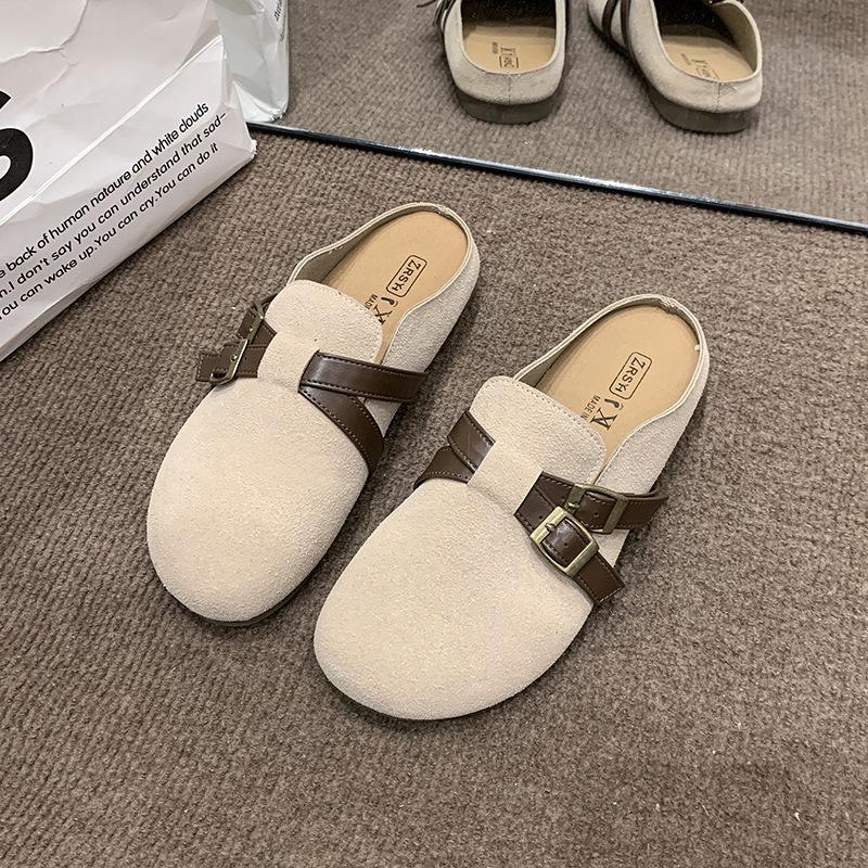 Retro style lazy bag head slippers women wear spring new soft-soled lazy half-drag versatile shoes