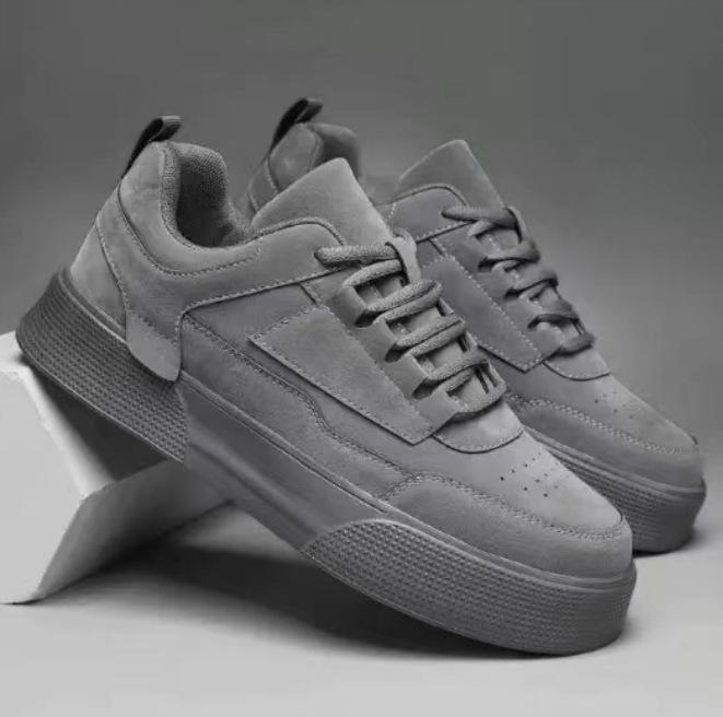 

Men s Minimalist Style Round Toe Thick Bottom Height Increasing Athletic Solid Color Grey Lace-up Front Sports Skate Shoes Plus Size