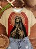 Round Neck Retro Style Virgin Prayer Printed Short-sleeved T-shirt
