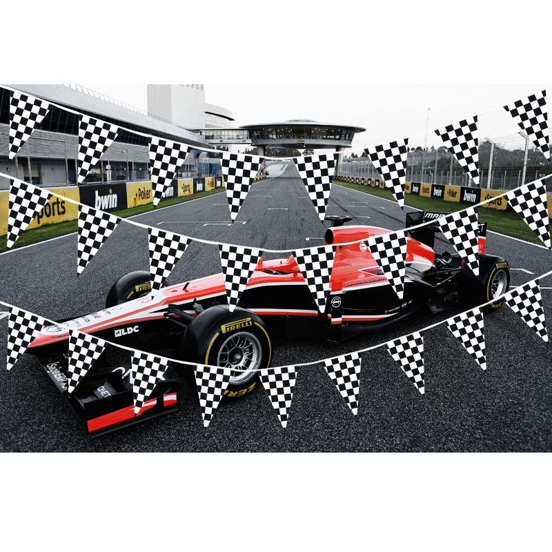 Polyester Cloth Double-sided Printing Party Checkered Banner Triangle Checkered String Flag