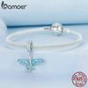 BAMOER 925 Sterling Silver Modrá smaltovaný přívěsek s přívěskem pro létající ryby Přívěsek Pave Setting CZ pro ženy Náramek a náhrdelník pro své vlastní potřeby