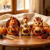 Indoor Autumn Room Decorations 3PCS Rustic Harvest Wooden Ornaments, Animal Designs Retro Farmhouse Fall Home Accents Distressed Crafts, Decorative
