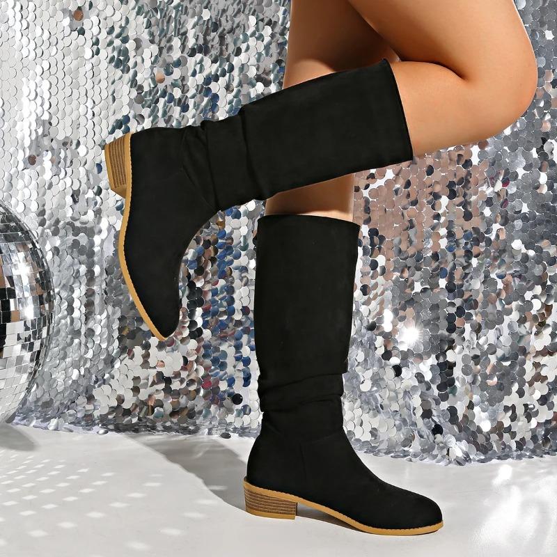 Fashion 2025 New Fashion Autumn Women's Versatile  Boot European and American Fashion Trend Suede Boots Foreign Trade Plus Size Women's