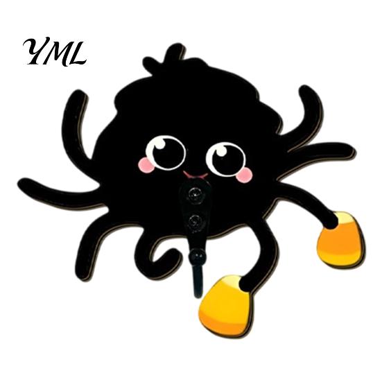 Stable Load Bearing Hook for Bags Wooden Spider Wall Keys Hat Towel, Cute Cartoon Black Decorative Halloween Hanger, Mounted Gothic Key Entryway