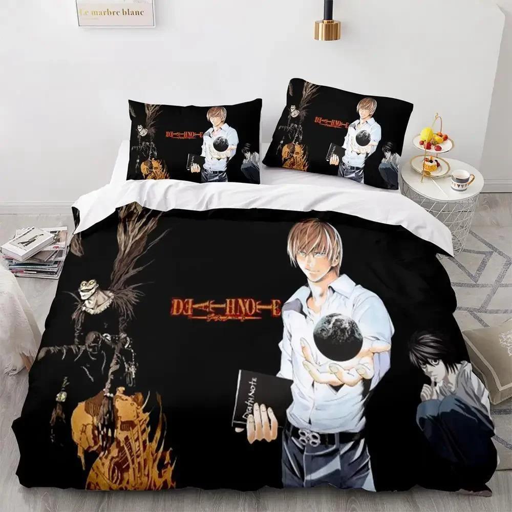 Death Note Bedding Set Single Twin Full Queen King Size Bed Set Adult Kids Bedroom Duvet Cover Sets 3D Print Anime Death Note A