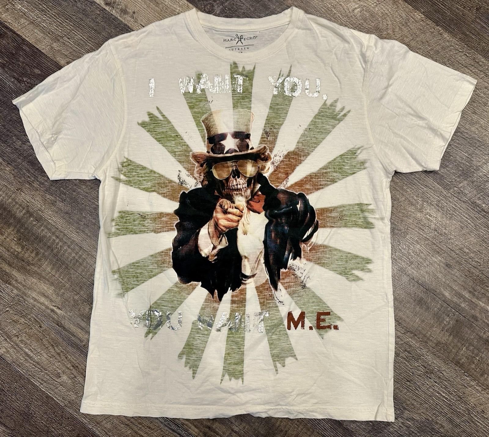 Marc Ecko Cut & Sew Скелет Дядя Сэм, Я Хочу Тебя, Графическая Футболка Мужская XL S разноцветный