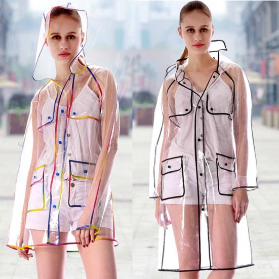 Erwachsene Transparente Verdickte Kapuzen-Langarm Wasserdichte Regenjacke Poncho Regenbekleidung