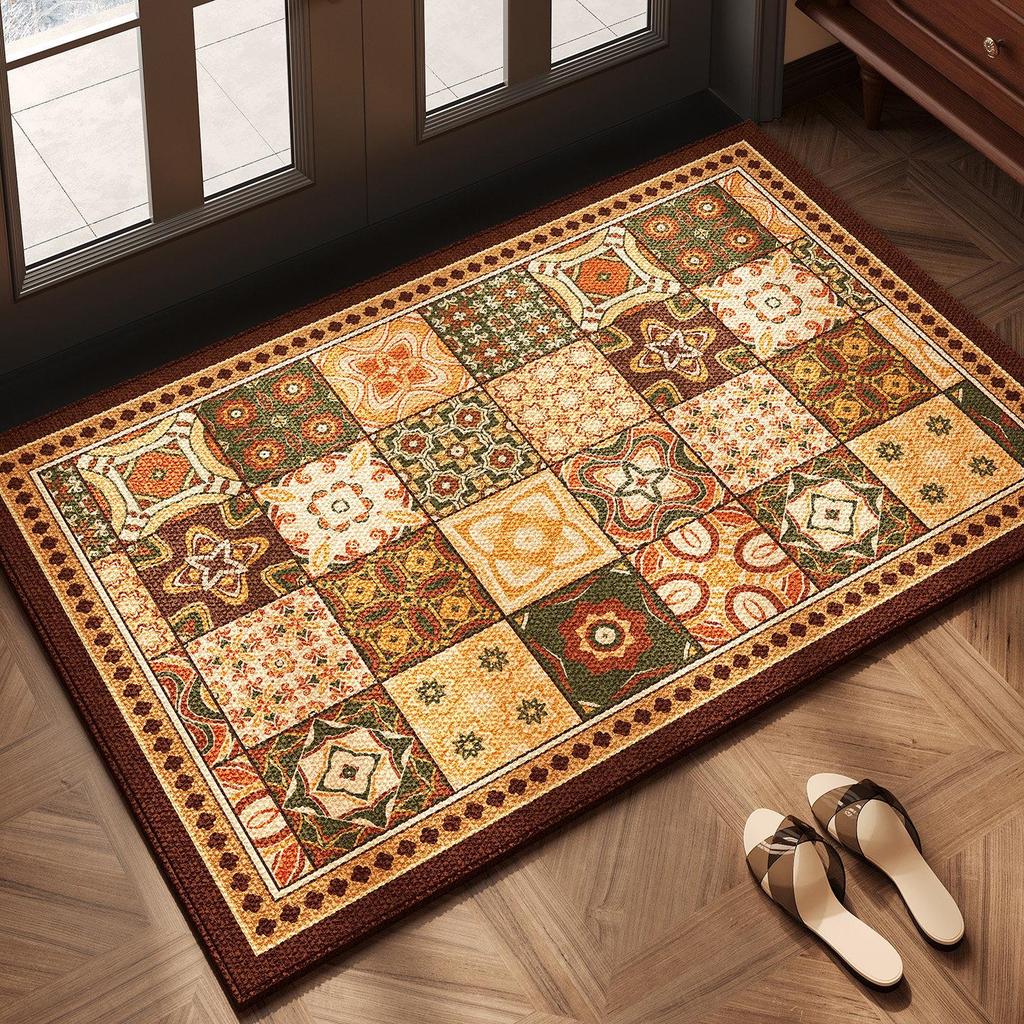 Vintage Door Mat: High-End, Non-Slip, Easy Clean, Cuttable, Dirt-Resistant, Wash-Free for Home Use