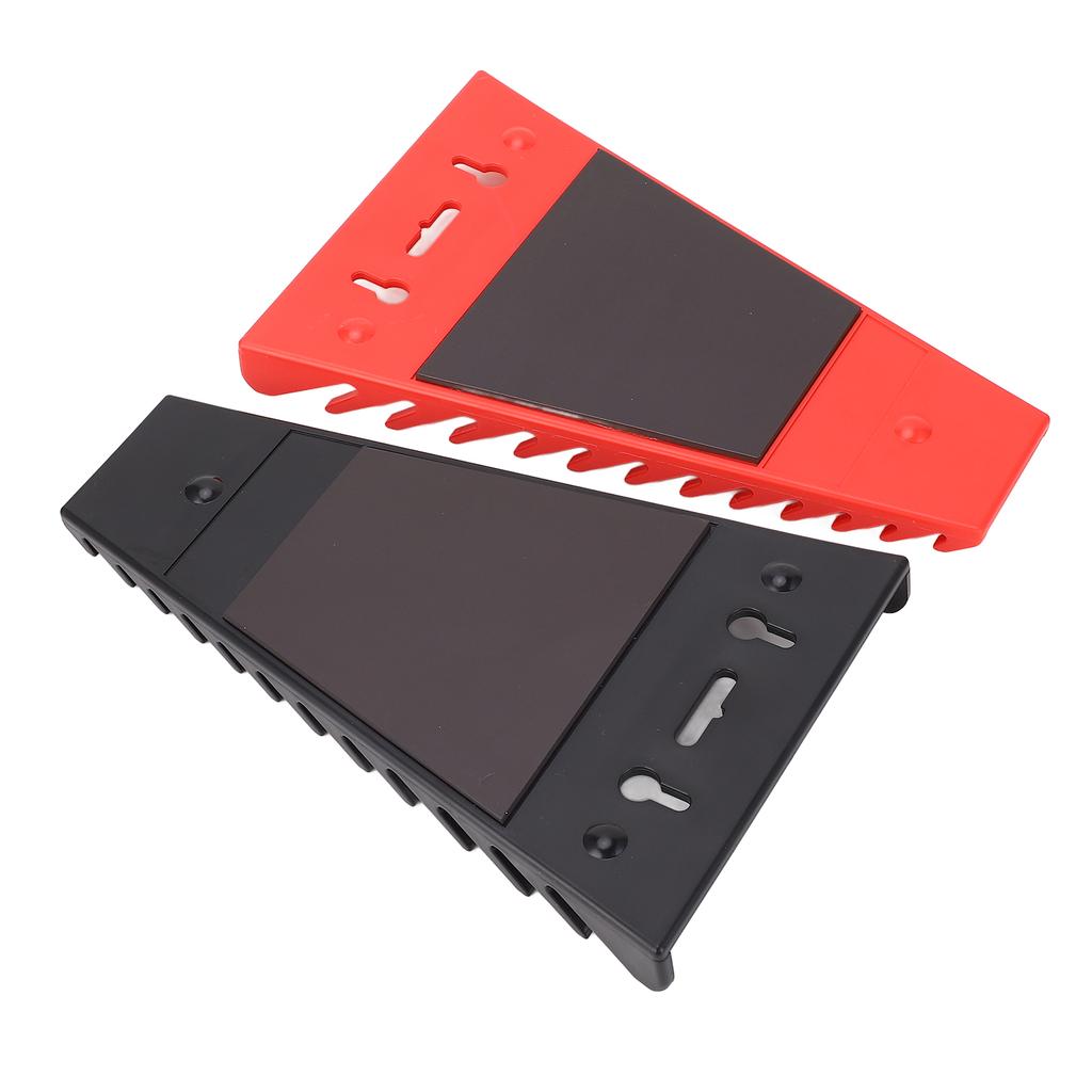 2 Stück Magnetischer Schraubenschlüssel-Organizer 24 Schlitze Beweglicher ABS Schraubenschlüsselhalter Rot Schwarz