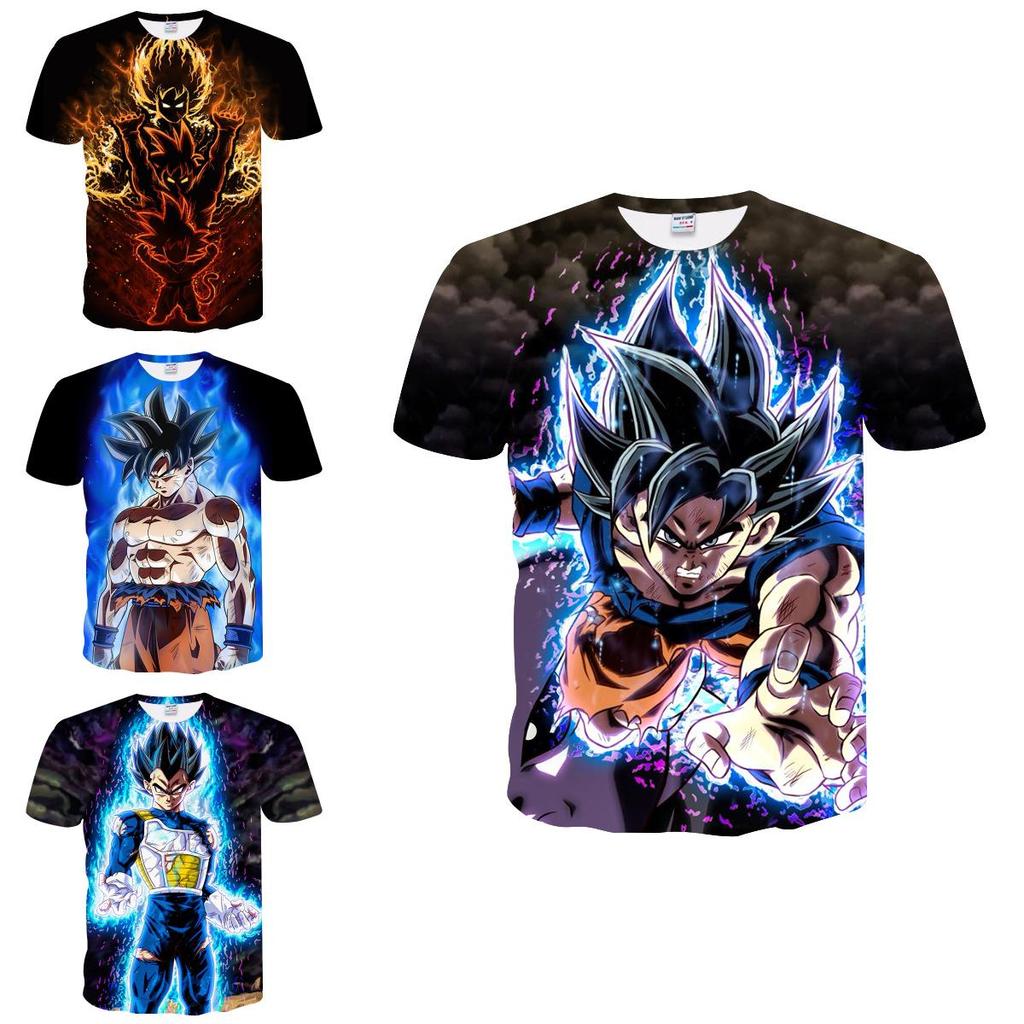 Vibrant Summer Tee Dragon Ball Z Goku Super Saiyan 3d Print Casual T-shirt Men Women Top