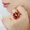 Women Heart Faux Ruby Flower Pendant Necklace Earrings Ring Party Jewelry Gift
