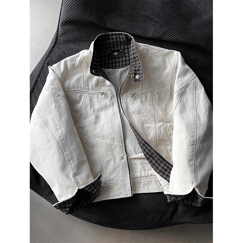 

Cleanfit Harrington denim jacket men s spring and autumn wash tide brand stand-up collar baseball jersey American tooling jacket 3XL абрикосовый