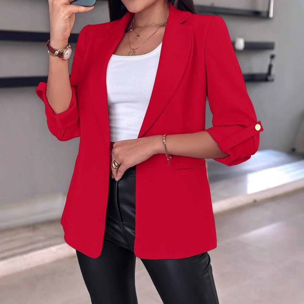 Elegant Women's Cardigan Blazer Autumn Winter Long Sleeve Casual Solid Color Coat Jacket For Women Slim Blazers