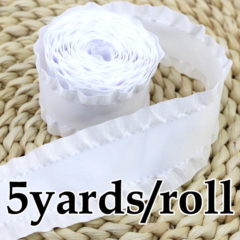 

(5Yards/roll)40mm Skirt Shape Satin Ribbon Hair Bow Gift Wedding Christmas Lace Sewing Accessories Tablecloth Curtain Decoration 4cm білий