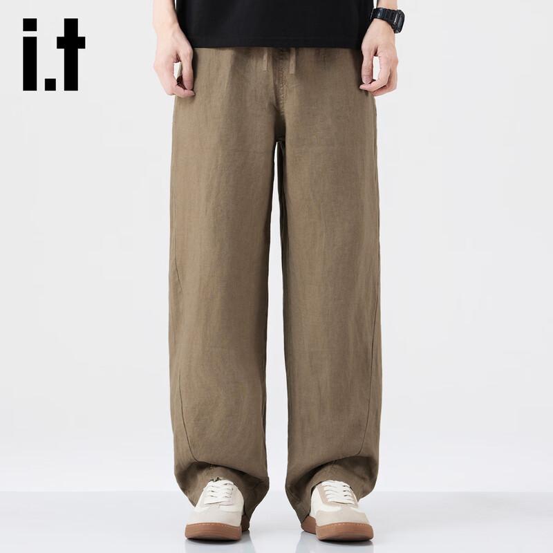 izzue it Men's Summer Loose Fit Pure Linen Casual Pants
