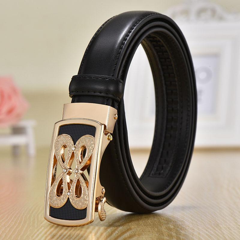 Golden World Wholesale Women's Belt Genuine Leather Cowhide Automatic Buckle Belt Business Casual Pants Belt
