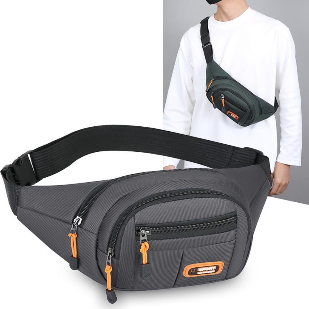 Large Capacity Men Chest Bag Waterproof Sports Walking Bag Zipper Mobile Waist Bag Riding