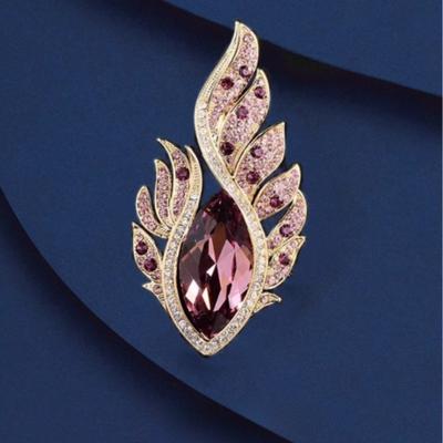 1 Pieza Broche Exquisito para Mujer Moda Broches de Plumas con Pedrería Pines Accesorios de Joyería Regalos de Fiesta