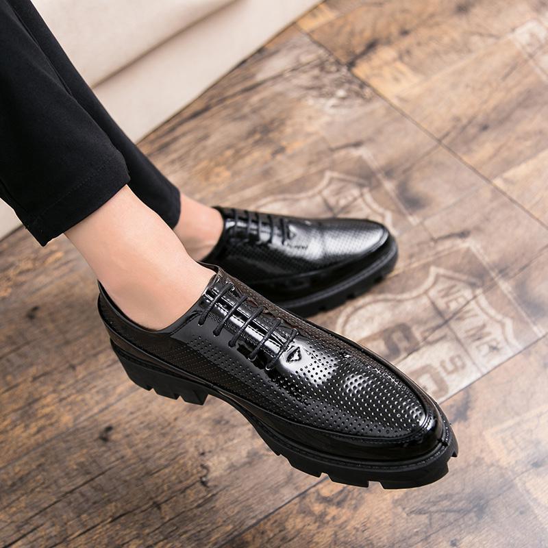 Leather Shoes Men's 2025 Summer Hollow Breathable Business Personality Korean Version Trendy Fashion Leather Shoes