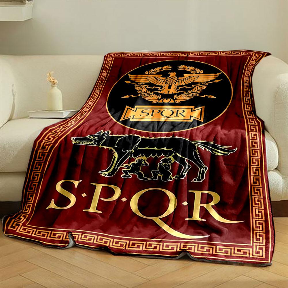 SPQR Roman Empire Themed Blanket with She-Wolf and Legion EagleBlanket for Livingroom Couch lunch break throw for Friend's festival Gift