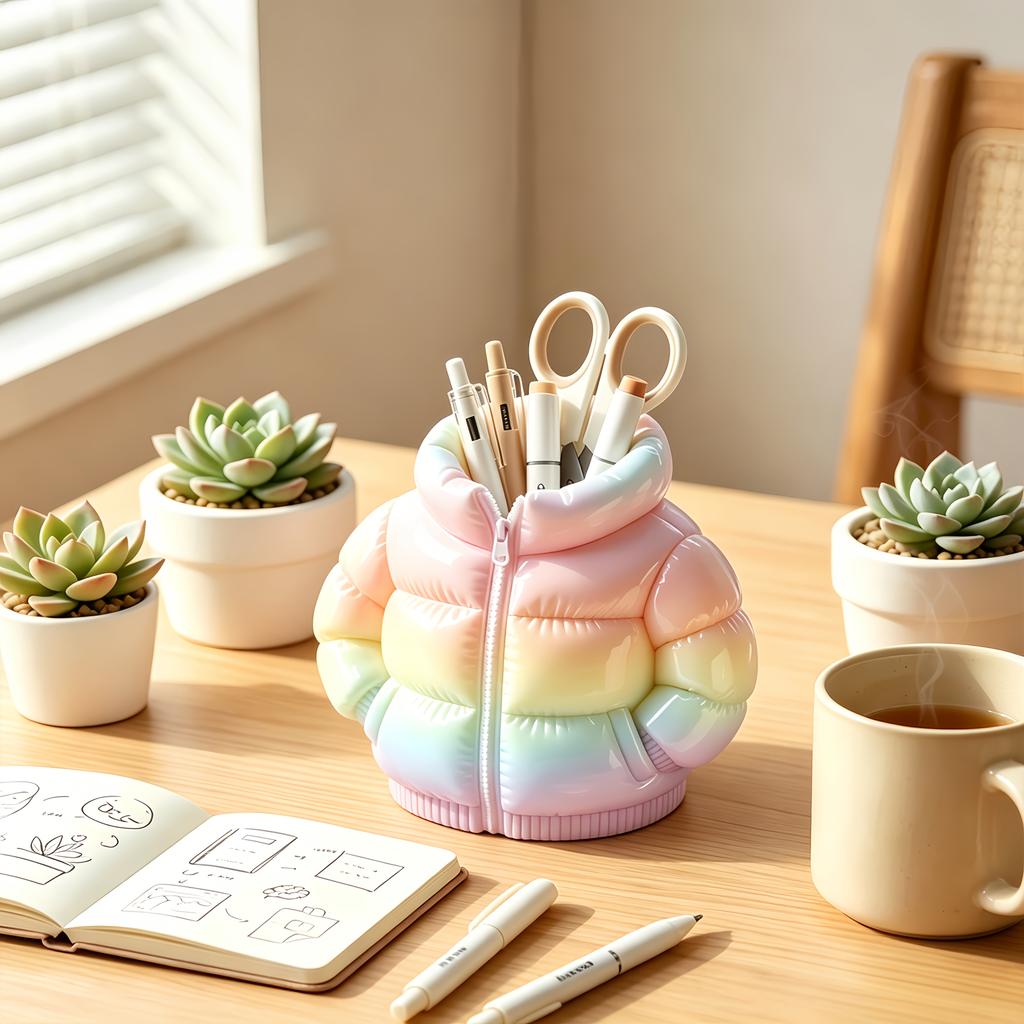 Down Jacket 3D Printed Pen Holder, Suitable for Study, Office, Home, Dormitory, Back-to-school Season, Christmas Gifts