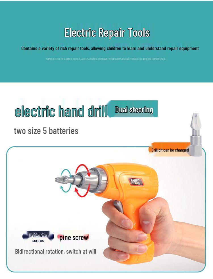 Children's Toy Repair Set: Electric Drill, Screwdriver & Play Toolbox for Kids
