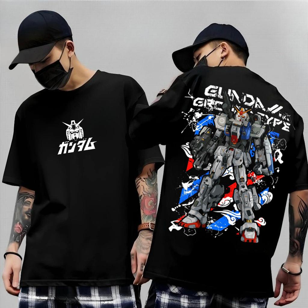 Japán Anime Mobile Suit RX782 Gundam Nyári Rövid Ujjú Pamut Nyomott Pólók Férfi Női Harajuku Y2k Szülő-Gyerek Póló Felsők