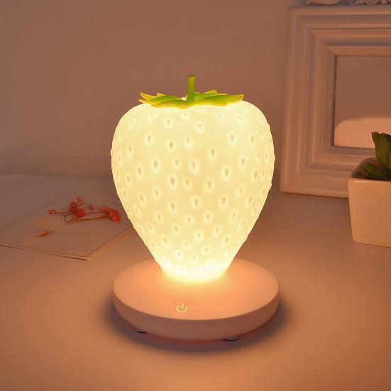 Lampada da comodino a LED creativa ricaricabile senza sfarfallio con luce notturna a fragola, decorazione da tavolo
