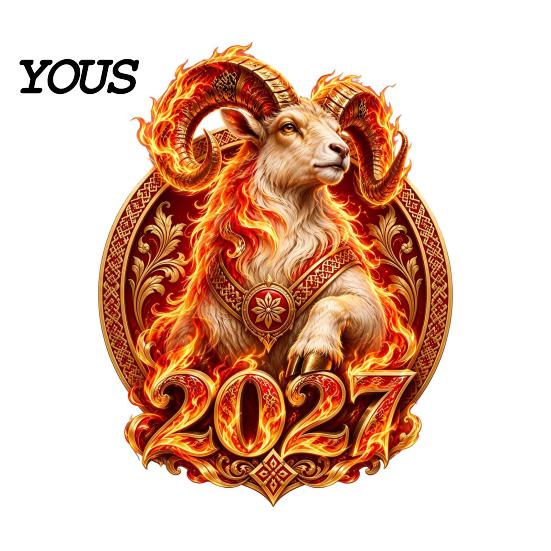 Decorative Glass Stickers 2027 New Year Flame Goat Static Sticker, PVC Ram Window Cling for Home and Store Decoration, Clings Russian Red