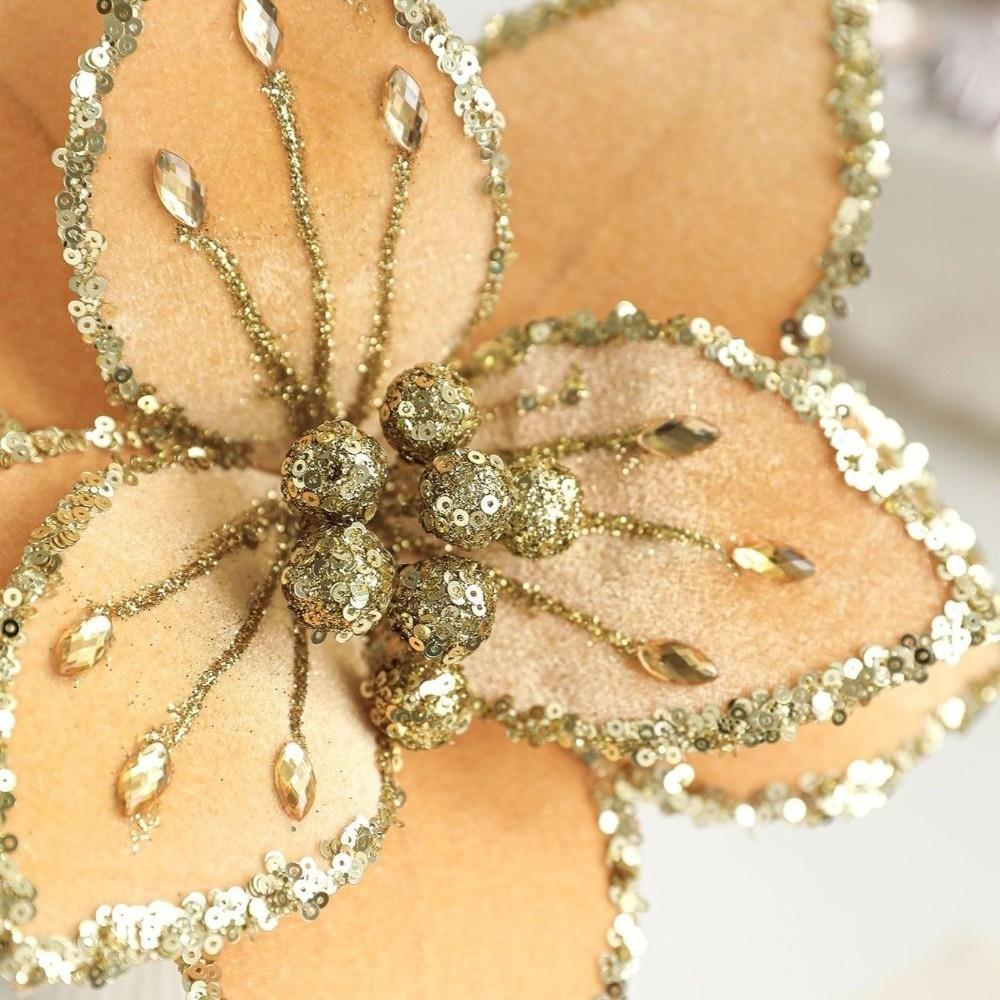 Simulation Artificial Flower 26cm Poinsettia Flower Xmas Tree Pendants  Christmas Celebration