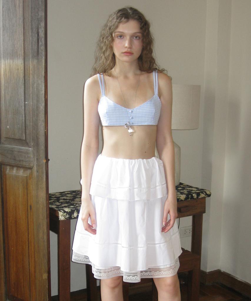SINOON Double Flared Blouse & Skirt (White)