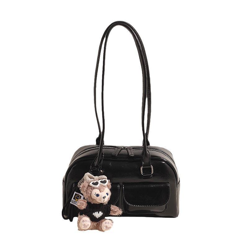 Korean Retro Bowling Handbag with Niche Underarm Design and Small Pocket for Women