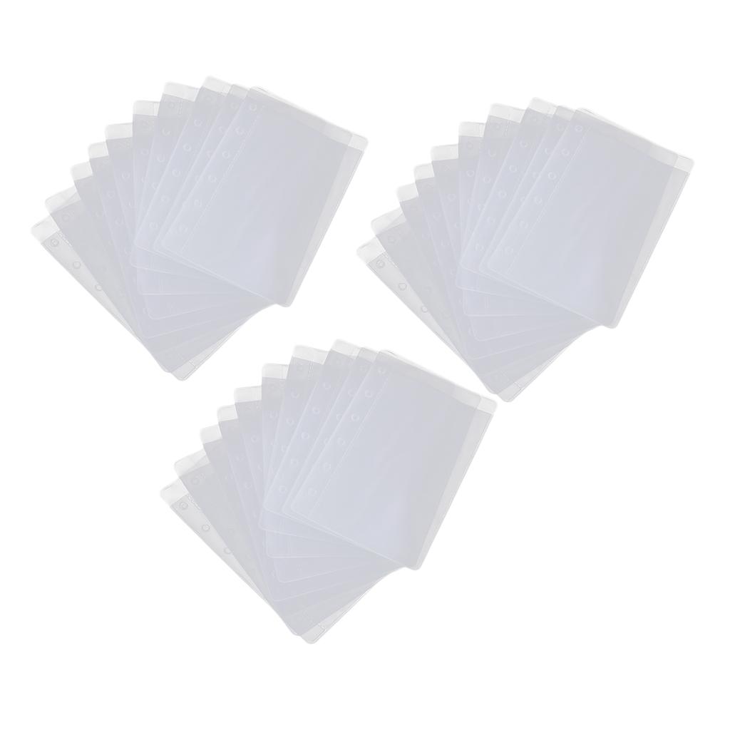30-Pack A7 Binder Pocket 6 Holes Sleeves PVC Document Filling Bags Folders - Fit for