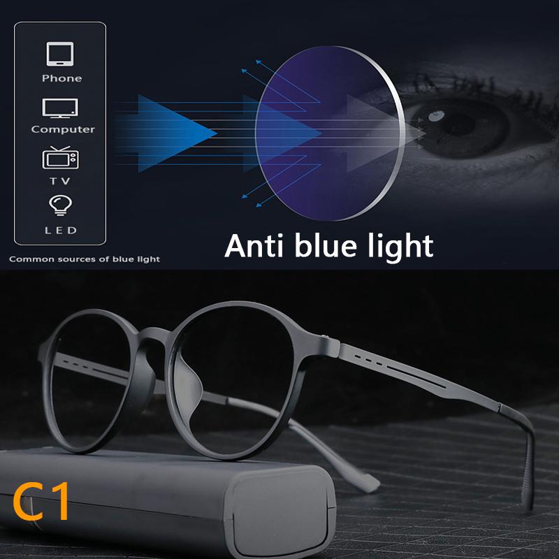 

Ultralight Titanium Retro Round Anti Blue Light Photochromic Reading Glasses For Men Computer Presbyopic Eyeglasses Women +100