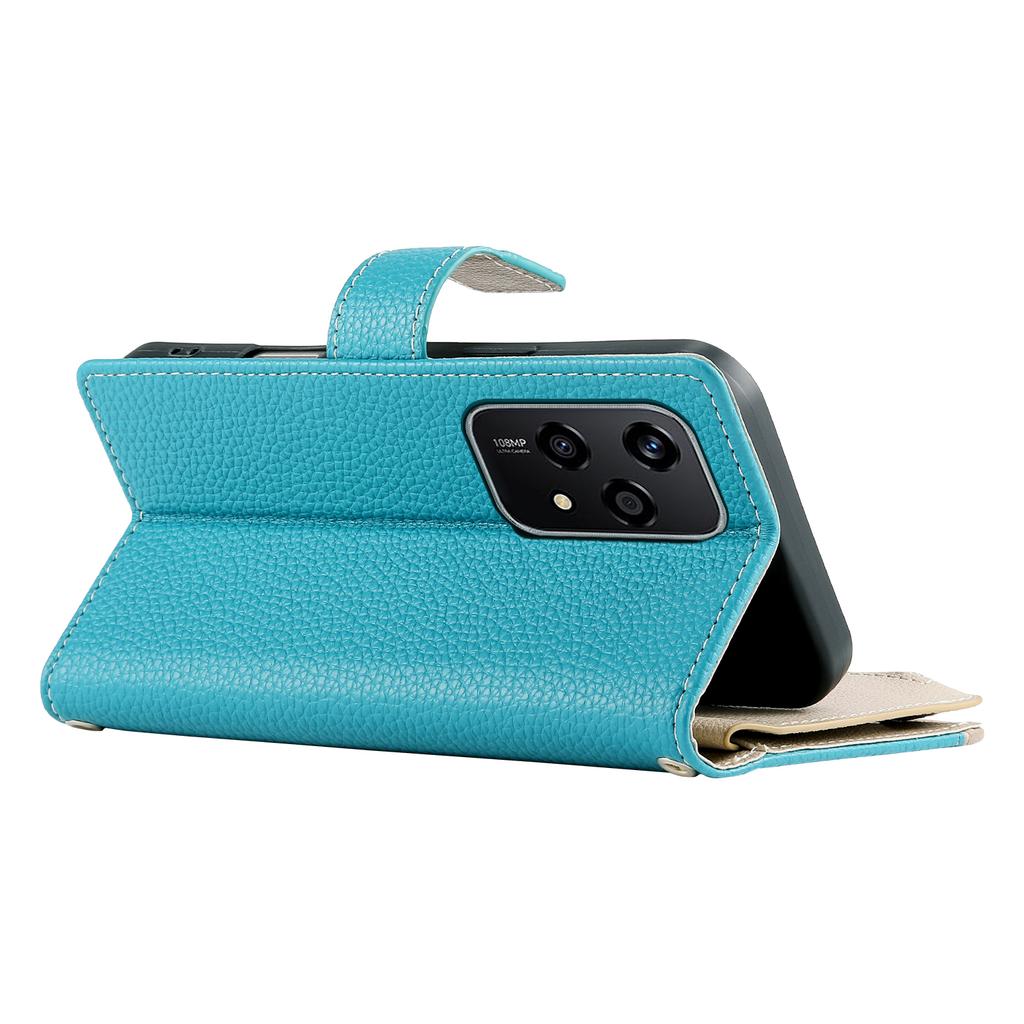 For Honor 200 Lite Case Zipper Wallet Color Splicing Leather Flip Phone Cover with Straps