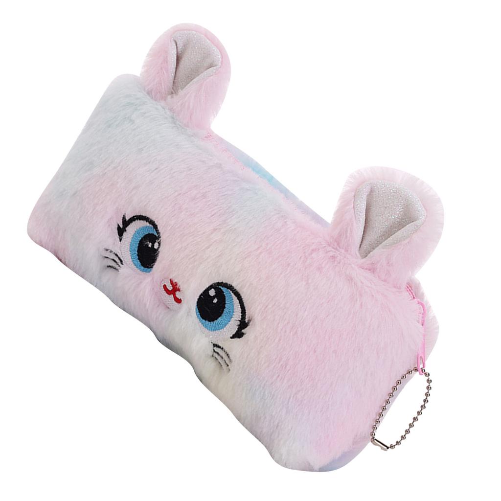 Plush Pencil Case Cartoon Cute Cat Shape Large Capacity Pencil Pouch Soft Fashionable Pen Case for Student