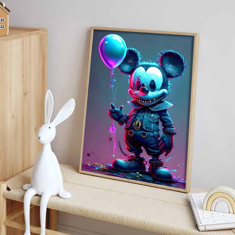 Disney 5D DIY Diamond Painting Decorations Mickey Mouse Dark Cyberpunk Style Creative Illustration Diamond Embroidery RhinestoneCrossStitchSetHandmade