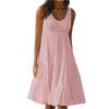 Plus Size Casual Women Summer Beach Solid Color Sleeveless Loose Midi Dress