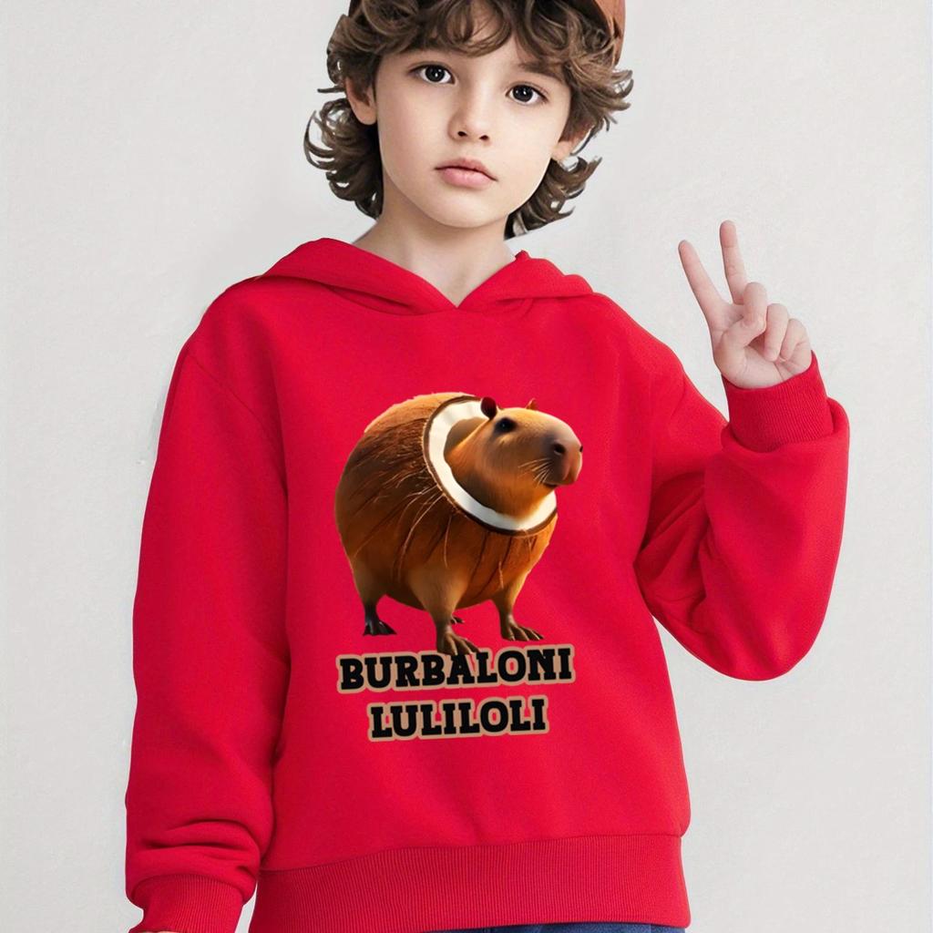 Burbaloni Luliloli Italienisches Brainrot Meme Hoodies Sweatshirt Jungen Mädchen Lustiger Cartoon Hoodie Herbstmode Pullover Kinderkleidung