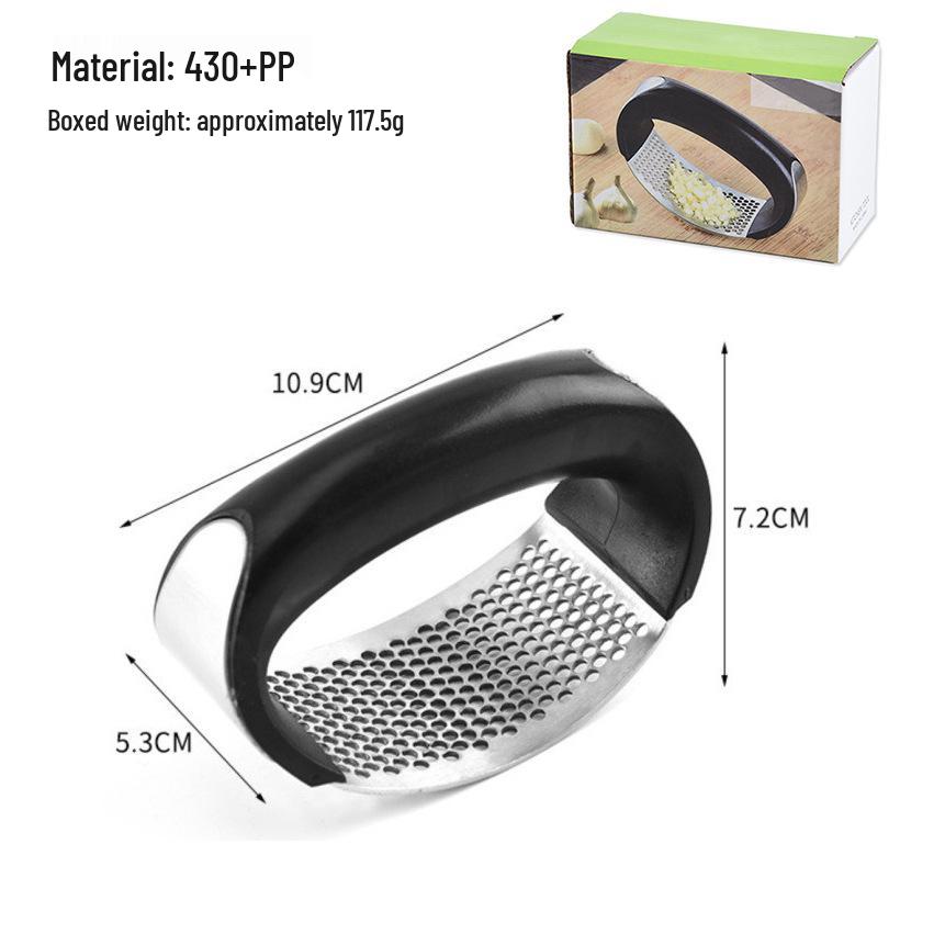 Stainless Steel Garlic Press & Peeler - Manual Ring-shaped Masher & Mincer Tool for Kitchen Use