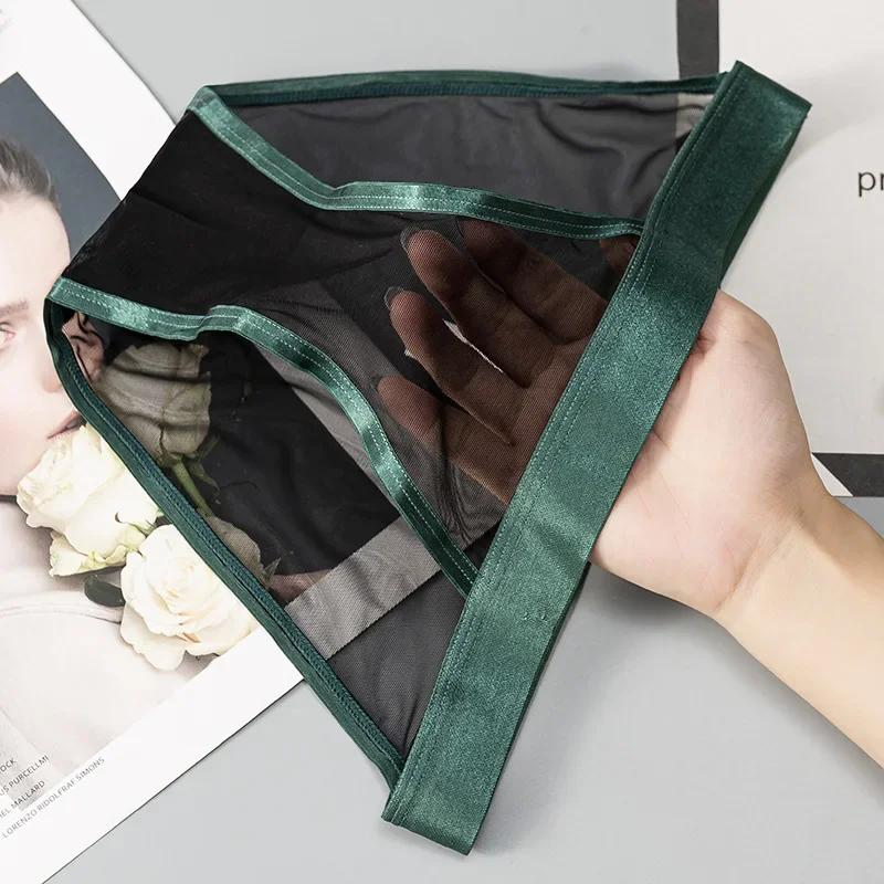 Women Sexy Mesh Transparent Panties Gauze Lace Lingeries Female Soft Solid Color Briefs Underpants Lenceria Para Damas Lingerie
