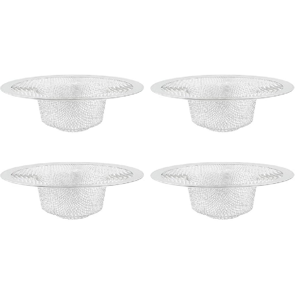 4 Pack Mesh Sink Drain Strainer 4.4 Inch Basket Filter Trap Stainless Steel Basin Floor Drain for Kitchen, Bathroom
