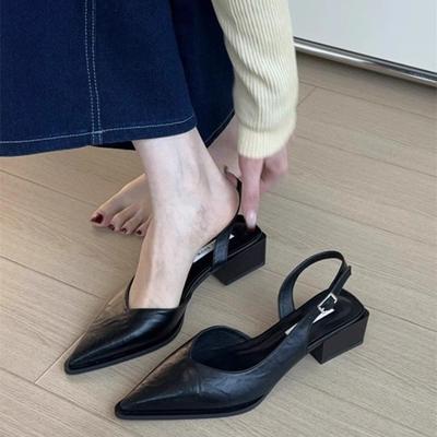 Novas Sandálias de Verão Femininas com Bico Coberto Elegantes Sapatos Slip-on Rasteiros Confortáveis Vestido Sapatos Estilo Rua